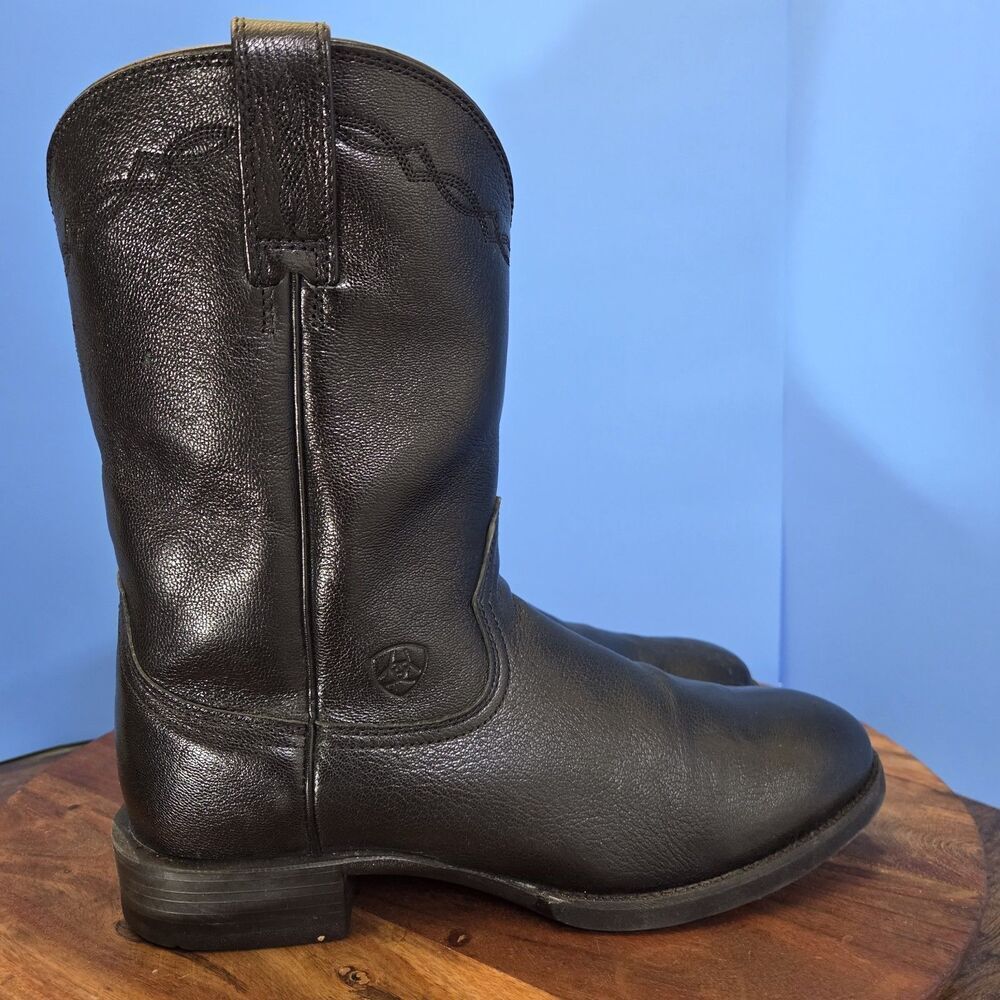 ARIAT Heritage ROPER BLACK COWBOY BOOTS MEN'S 10D 10008813